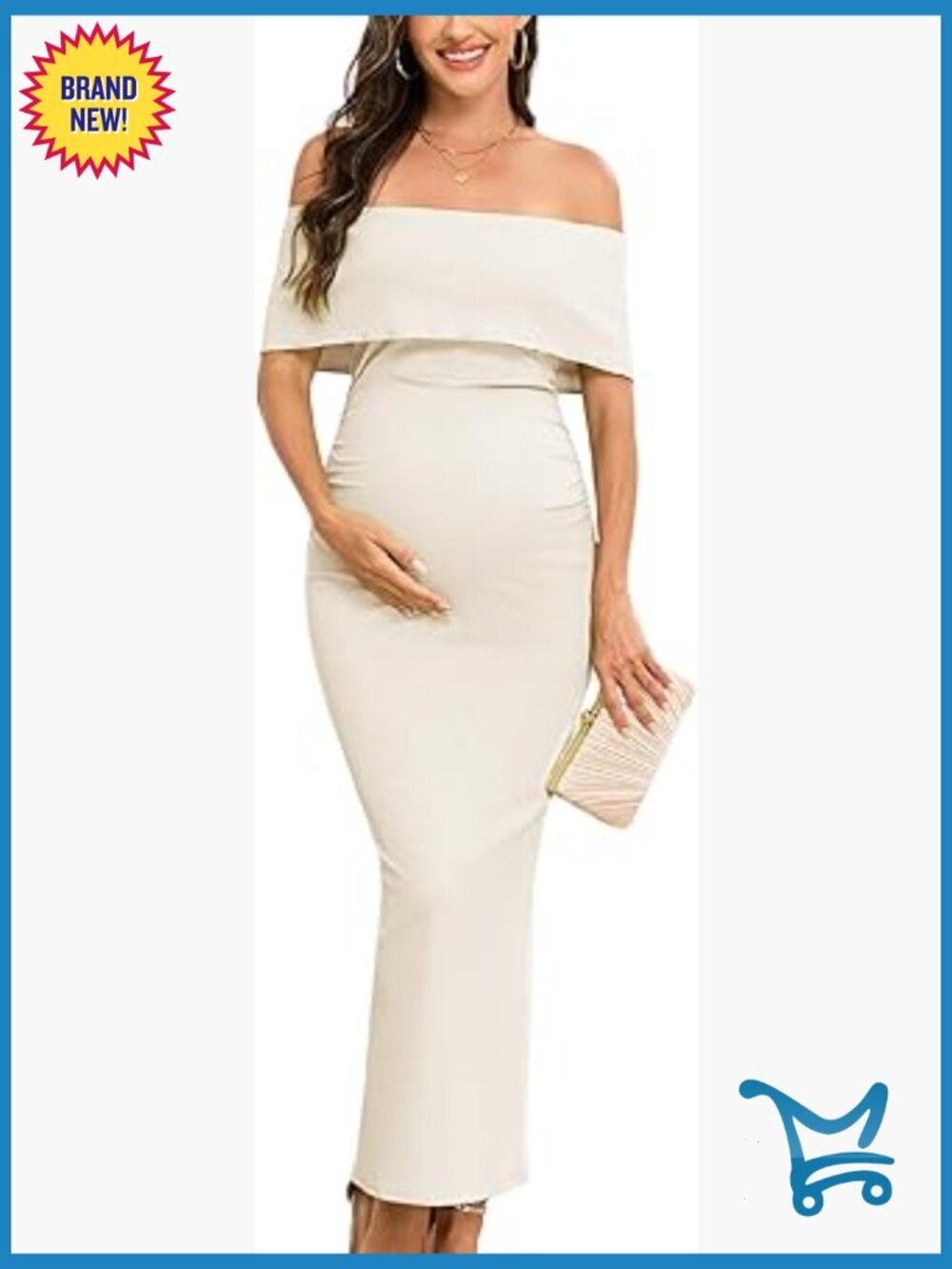 Off Shoulder Maternity Maxi Dress Sleeveless Ruched Bodycon